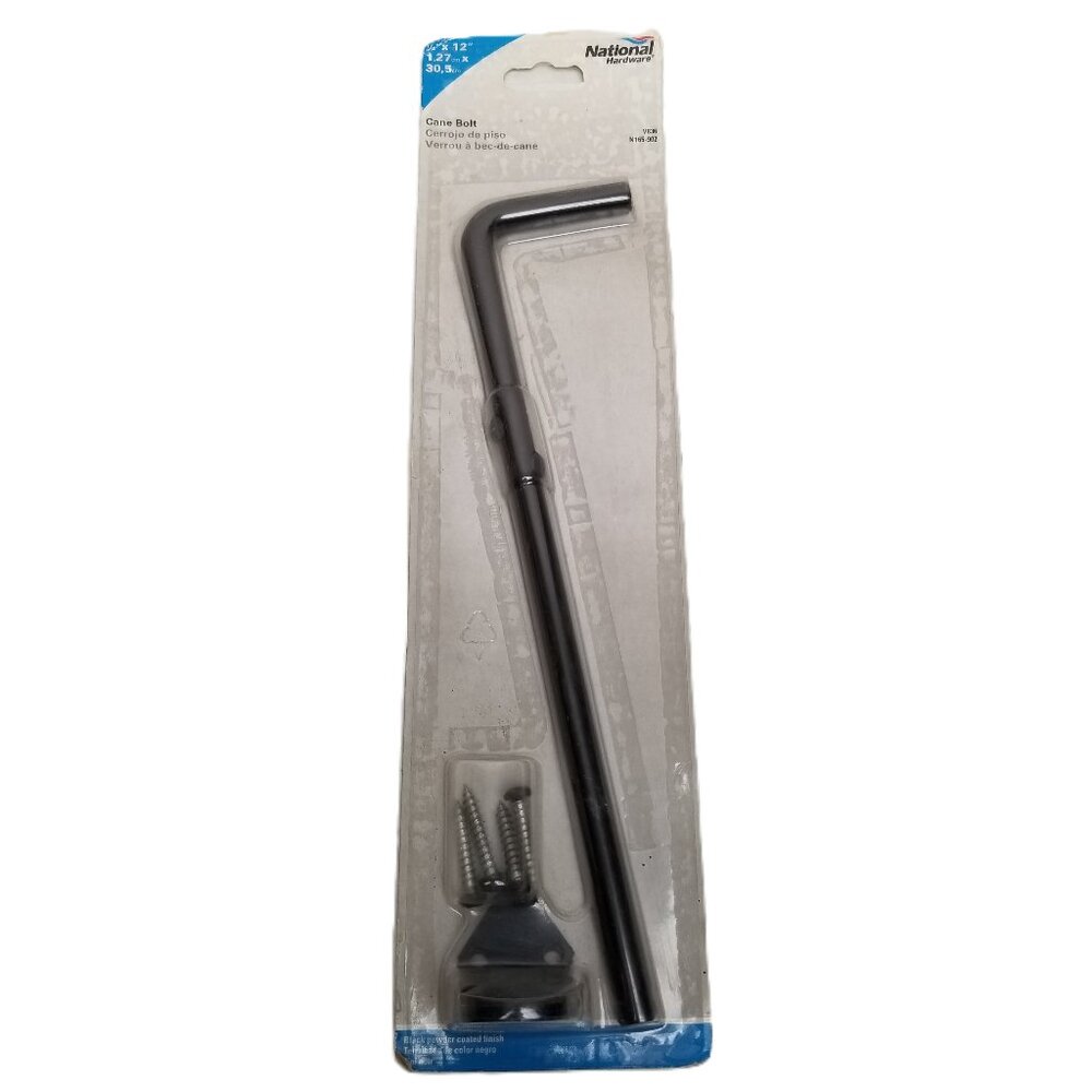 National Hardware N165-902 V836 12 Inch Gate Cane Bolt Black Steel NEW